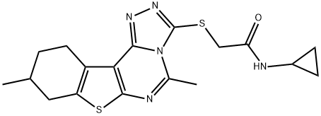 Acetamide, N-cyclopropyl-2-[(8,9,10,11-tetrahydro-5,9-dimethyl[1]benzothieno[3,2-e]-1,2,4-triazolo[4,3-c]pyrimidin-3-yl)thio]- (9CI) 结构式