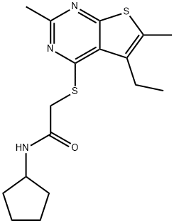 Acetamide, N-cyclopentyl-2-[(5-ethyl-2,6-dimethylthieno[2,3-d]pyrimidin-4-yl)thio]- (9CI) 结构式
