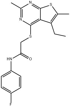 Acetamide, 2-[(5-ethyl-2,6-dimethylthieno[2,3-d]pyrimidin-4-yl)thio]-N-(4-fluorophenyl)- (9CI) 结构式