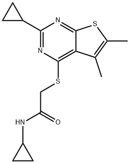 Acetamide, N-cyclopropyl-2-[(2-cyclopropyl-5,6-dimethylthieno[2,3-d]pyrimidin-4-yl)thio]- (9CI) 结构式