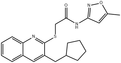 Acetamide, 2-[[3-(cyclopentylmethyl)-2-quinolinyl]thio]-N-(5-methyl-3-isoxazolyl)- (9CI) 结构式