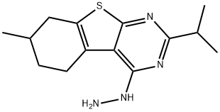 [1]Benzothieno[2,3-d]pyrimidin-4(1H)-one, 5,6,7,8-tetrahydro-7-methyl-2-(1-methylethyl)-, hydrazone (9CI) 结构式