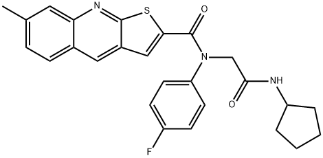 Thieno[2,3-b]quinoline-2-carboxamide, N-[2-(cyclopentylamino)-2-oxoethyl]-N-(4-fluorophenyl)-7-methyl- (9CI) 结构式