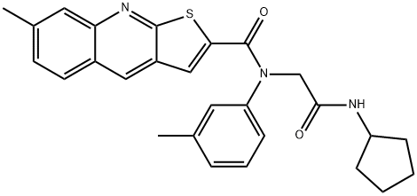Thieno[2,3-b]quinoline-2-carboxamide, N-[2-(cyclopentylamino)-2-oxoethyl]-7-methyl-N-(3-methylphenyl)- (9CI) 结构式