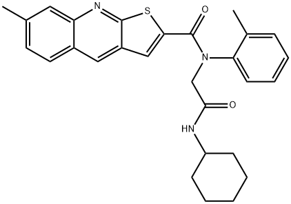 Thieno[2,3-b]quinoline-2-carboxamide, N-[2-(cyclohexylamino)-2-oxoethyl]-7-methyl-N-(2-methylphenyl)- (9CI) 结构式