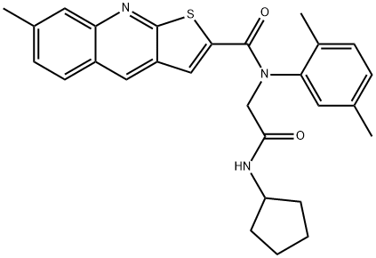 Thieno[2,3-b]quinoline-2-carboxamide, N-[2-(cyclopentylamino)-2-oxoethyl]-N-(2,5-dimethylphenyl)-7-methyl- (9CI) 结构式