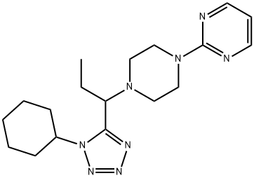 Pyrimidine, 2-[4-[1-(1-cyclohexyl-1H-tetrazol-5-yl)propyl]-1-piperazinyl]- (9CI) 结构式