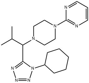 Pyrimidine, 2-[4-[1-(1-cyclohexyl-1H-tetrazol-5-yl)-2-methylpropyl]-1-piperazinyl]- (9CI) 结构式