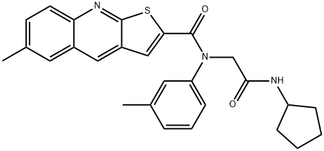 Thieno[2,3-b]quinoline-2-carboxamide, N-[2-(cyclopentylamino)-2-oxoethyl]-6-methyl-N-(3-methylphenyl)- (9CI) 结构式