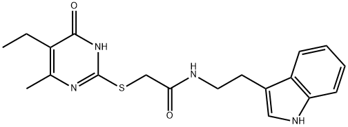 Acetamide, 2-[(5-ethyl-1,4-dihydro-6-methyl-4-oxo-2-pyrimidinyl)thio]-N-[2-(1H-indol-3-yl)ethyl]- (9CI) 结构式