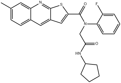 Thieno[2,3-b]quinoline-2-carboxamide, N-[2-(cyclopentylamino)-2-oxoethyl]-N-(2-fluorophenyl)-7-methyl- (9CI) 结构式