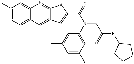 Thieno[2,3-b]quinoline-2-carboxamide, N-[2-(cyclopentylamino)-2-oxoethyl]-N-(3,5-dimethylphenyl)-7-methyl- (9CI) 结构式