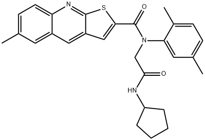 Thieno[2,3-b]quinoline-2-carboxamide, N-[2-(cyclopentylamino)-2-oxoethyl]-N-(2,5-dimethylphenyl)-6-methyl- (9CI) 结构式