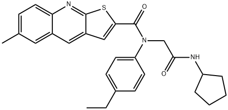 Thieno[2,3-b]quinoline-2-carboxamide, N-[2-(cyclopentylamino)-2-oxoethyl]-N-(4-ethylphenyl)-6-methyl- (9CI) 结构式
