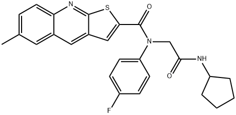 Thieno[2,3-b]quinoline-2-carboxamide, N-[2-(cyclopentylamino)-2-oxoethyl]-N-(4-fluorophenyl)-6-methyl- (9CI) 结构式