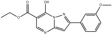 Pyrazolo[1,5-a]pyrimidine-6-carboxylic acid, 7-hydroxy-2-(3-methoxyphenyl)-, ethyl ester (9CI) 结构式