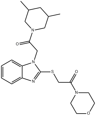 Morpholine, 4-[[[1-[2-(3,5-dimethyl-1-piperidinyl)-2-oxoethyl]-1H-benzimidazol-2-yl]thio]acetyl]- (9CI) 结构式