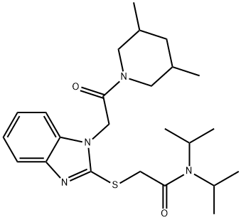 Acetamide, 2-[[1-[2-(3,5-dimethyl-1-piperidinyl)-2-oxoethyl]-1H-benzimidazol-2-yl]thio]-N,N-bis(1-methylethyl)- (9CI) 结构式