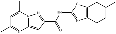 Pyrazolo[1,5-a]pyrimidine-2-carboxamide, 5,7-dimethyl-N-(4,5,6,7-tetrahydro-6-methyl-2-benzothiazolyl)- (9CI) 结构式