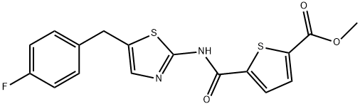 2-Thiophenecarboxylicacid,5-[[[5-[(4-fluorophenyl)methyl]-2-thiazolyl]amino]carbonyl]-,methylester(9CI) 结构式