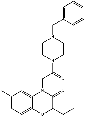 Piperazine, 1-[(2-ethyl-2,3-dihydro-6-methyl-3-oxo-4H-1,4-benzoxazin-4-yl)acetyl]-4-(phenylmethyl)- (9CI) 结构式