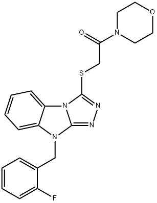 Morpholine, 4-[[[9-[(2-fluorophenyl)methyl]-9H-1,2,4-triazolo[4,3-a]benzimidazol-3-yl]thio]acetyl]- (9CI) 结构式
