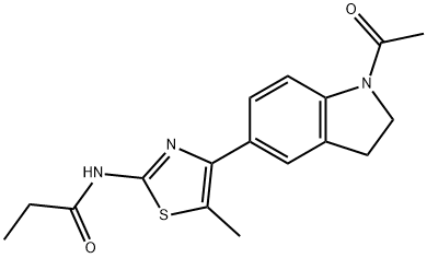 Propanamide, N-[4-(1-acetyl-2,3-dihydro-1H-indol-5-yl)-5-methyl-2-thiazolyl]- (9CI) 结构式