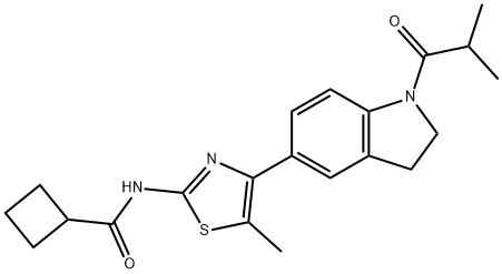 Cyclobutanecarboxamide, N-[4-[2,3-dihydro-1-(2-methyl-1-oxopropyl)-1H-indol-5-yl]-5-methyl-2-thiazolyl]- (9CI) 结构式