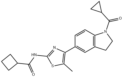 Cyclobutanecarboxamide, N-[4-[1-(cyclopropylcarbonyl)-2,3-dihydro-1H-indol-5-yl]-5-methyl-2-thiazolyl]- (9CI) 结构式