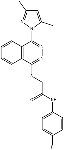 Acetamide, 2-[[4-(3,5-dimethyl-1H-pyrazol-1-yl)-1-phthalazinyl]thio]-N-(4-fluorophenyl)- (9CI) 结构式