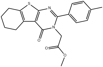 [1]Benzothieno[2,3-d]pyrimidine-3(4H)-aceticacid,5,6,7,8-tetrahydro-2-(4-methylphenyl)-4-oxo-,methylester(9CI) 结构式