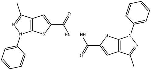 1H-Thieno[2,3-c]pyrazole-5-carboxylicacid,3-methyl-1-phenyl-,2-[(3-methyl-1-phenyl-1H-thieno[2,3-c]pyrazol-5-yl)carbonyl]hydrazide(9CI) 结构式