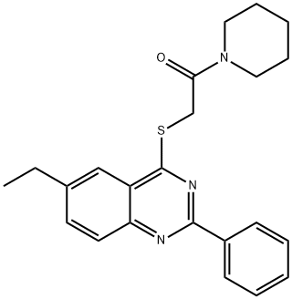 Piperidine, 1-[[(6-ethyl-2-phenyl-4-quinazolinyl)thio]acetyl]- (9CI) 结构式