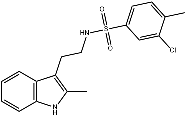 Benzenesulfonamide, 3-chloro-4-methyl-N-[2-(2-methyl-1H-indol-3-yl)ethyl]- (9CI) 结构式