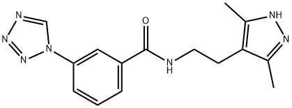 Benzamide, N-[2-(3,5-dimethyl-1H-pyrazol-4-yl)ethyl]-3-(1H-tetrazol-1-yl)- (9CI) 结构式