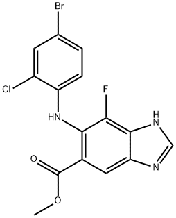 5-((4-溴-2-氯苯基)氨基)-4-氟-1H-苯并[D]咪唑-6-羧酸甲酯 结构式