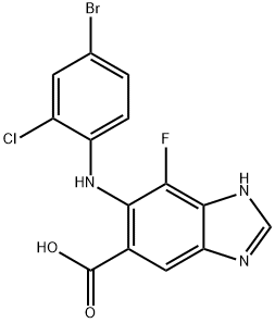 6-(4-broMo-2-chlorophenylaMino)-7-fluoro-1H-benzo[d]iMidazole-5-carboxylic acid 结构式