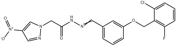 1H-Pyrazole-1-aceticacid,4-nitro-,[[3-[(2-chloro-6-fluorophenyl)methoxy]phenyl]methylene]hydrazide(9CI) 结构式
