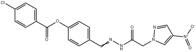 1H-Pyrazole-1-aceticacid,4-nitro-,[[4-[(4-chlorobenzoyl)oxy]phenyl]methylene]hydrazide(9CI) 结构式