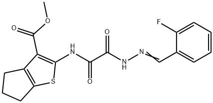 4H-Cyclopenta[b]thiophene-3-carboxylicacid,2-[[[[(2-fluorophenyl)methylene]hydrazino]oxoacetyl]amino]-5,6-dihydro-,methylester(9CI) 结构式