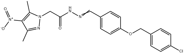 1H-Pyrazole-1-aceticacid,3,5-dimethyl-4-nitro-,[[4-[(4-chlorophenyl)methoxy]phenyl]methylene]hydrazide(9CI) 结构式