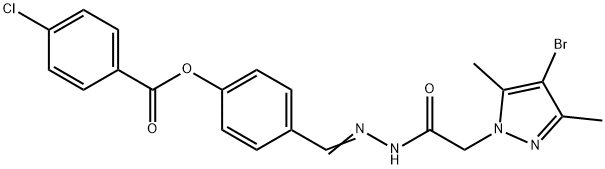 1H-Pyrazole-1-aceticacid,4-bromo-3,5-dimethyl-,[[4-[(4-chlorobenzoyl)oxy]phenyl]methylene]hydrazide(9CI) 结构式