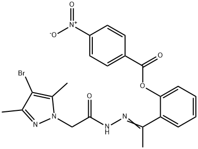 1H-Pyrazole-1-aceticacid,4-bromo-3,5-dimethyl-,[1-[2-[(4-nitrobenzoyl)oxy]phenyl]ethylidene]hydrazide(9CI) 结构式