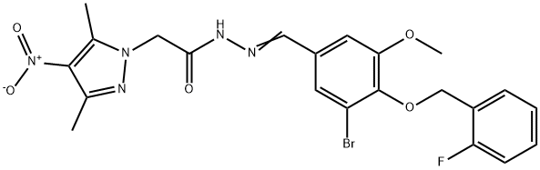 1H-Pyrazole-1-aceticacid,3,5-dimethyl-4-nitro-,[[3-bromo-4-[(2-fluorophenyl)methoxy]-5-methoxyphenyl]methylene]hydrazide(9CI) 结构式