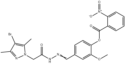 1H-Pyrazole-1-aceticacid,4-bromo-3,5-dimethyl-,[[3-methoxy-4-[(2-nitrobenzoyl)oxy]phenyl]methylene]hydrazide(9CI) 结构式