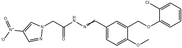 1H-Pyrazole-1-aceticacid,4-nitro-,[[3-[(2-chlorophenoxy)methyl]-4-methoxyphenyl]methylene]hydrazide(9CI) 结构式