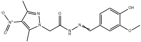 1H-Pyrazole-1-aceticacid,3,5-dimethyl-4-nitro-,[(4-hydroxy-3-methoxyphenyl)methylene]hydrazide(9CI) 结构式