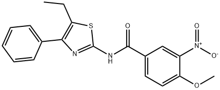 Benzamide, N-(5-ethyl-4-phenyl-2-thiazolyl)-4-methoxy-3-nitro- (9CI) 结构式