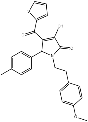 3-hydroxy-1-[2-(4-methoxyphenyl)ethyl]-5-(4-methylphenyl)-4-(2-thienylcarbonyl)-1,5-dihydro-2H-pyrrol-2-one 结构式