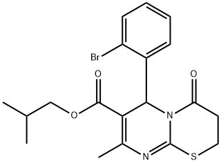 isobutyl 6-(2-bromophenyl)-8-methyl-4-oxo-3,4-dihydro-2H,6H-pyrimido[2,1-b][1,3]thiazine-7-carboxylate 结构式
